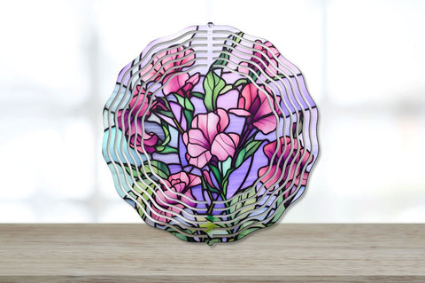 Stained Glass Sweet Pea Flowers Wind Spinner Bundle Sublimation Regulrcrative 