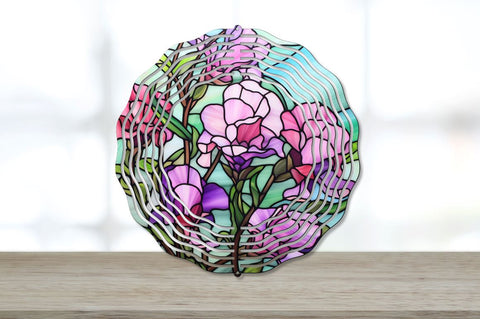 Stained Glass Sweet Pea Flowers Wind Spinner Bundle Sublimation Regulrcrative 