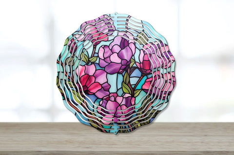Stained Glass Sweet Pea Flowers Wind Spinner Bundle Sublimation Regulrcrative 