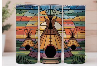 Stained Glass Teepee 20oz Tumbler Wrap Sublimation PixelChick 