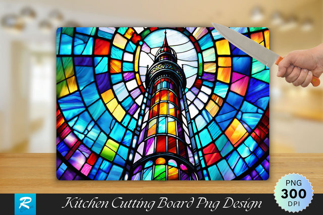 Stained Glass Tower Cutting Board Sublimation Regulrcrative 