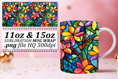Stained Glass Tree 11oz/15oz Mug Wrap Colorful Art Sublimation afrosvg 