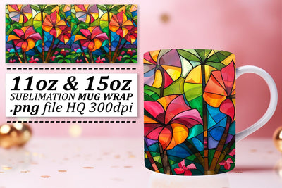 Stained Glass Tree 11oz/15oz Wrap Sublimation Colorful Sublimation afrosvg 