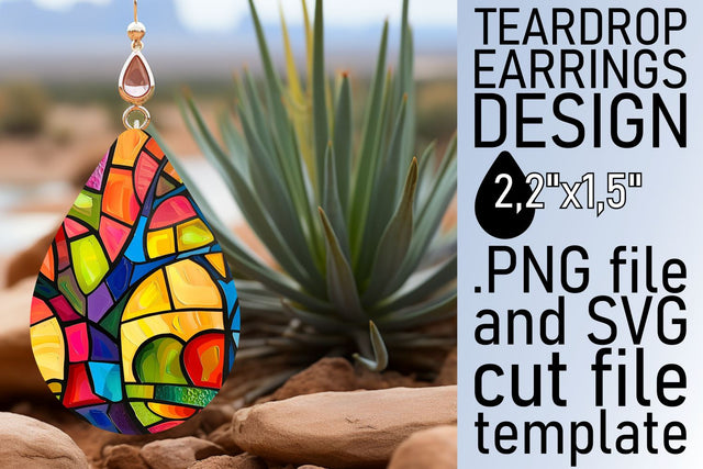 Stained Glass Tree Teardrop Earrings Colorful Sublimation Sublimation afrosvg 