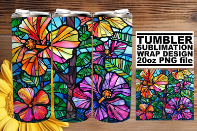 Stained Glass Tree Tumbler Wrap 20oz Colorful Sublimation Sublimation afrosvg 