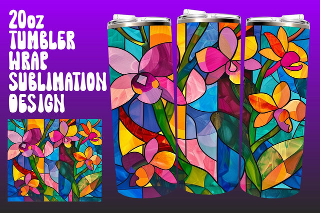 Stained Glass Tree Tumbler Wrap 20oz PNG Sublimation afrosvg 