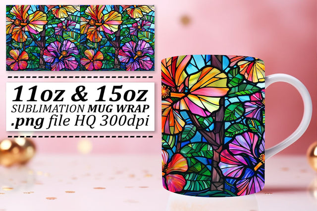 Stained Glass Tree Wrap 11oz/15oz Colorful Mug Art Sublimation afrosvg 