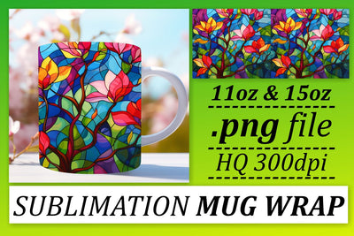 Stained Glass Tree Wrap 11oz/15oz Colorful Mug Sublimation Sublimation afrosvg 