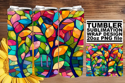 Stained Glass Tree Wrap 20oz Colorful Sublimation Art Sublimation afrosvg 