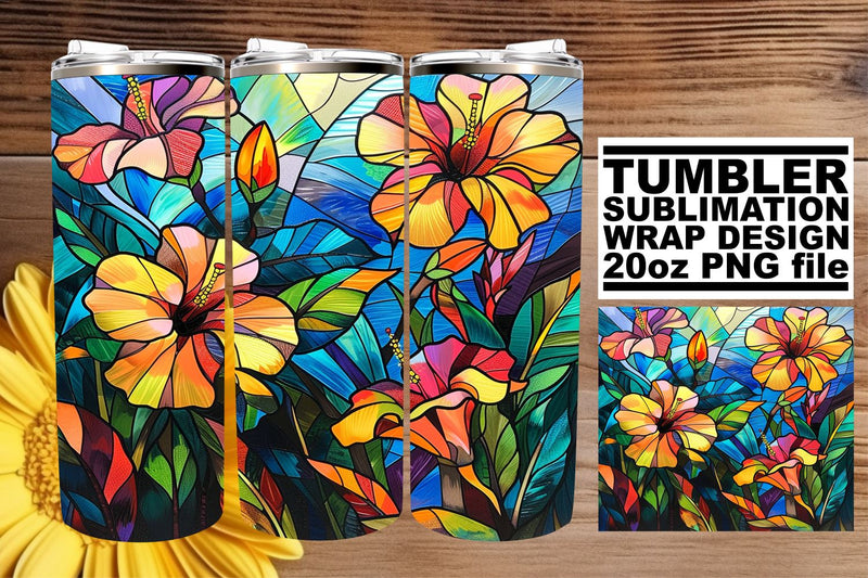 Stained Glass Tree Wrap 20oz Tumbler Colorful Design Sublimation afrosvg 