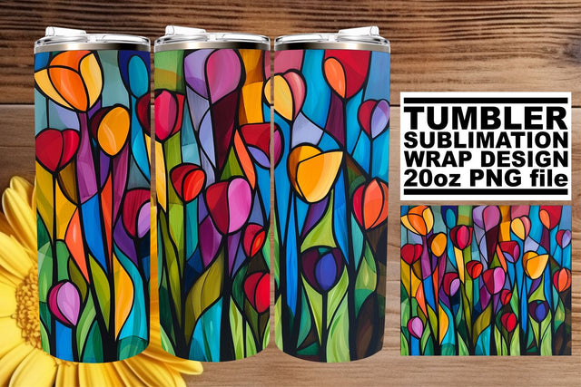 Stained Glass Tree Wrap 20oz Tumbler Sublimation Design Sublimation afrosvg 