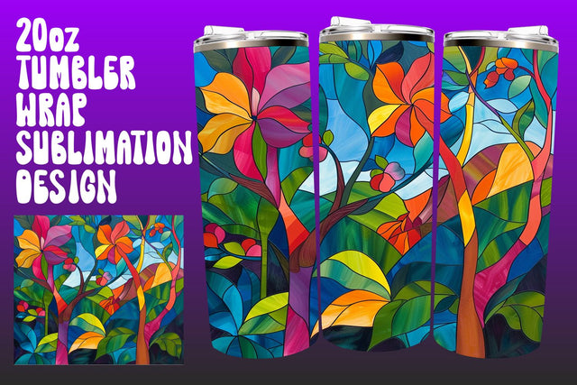 Stained Glass Tumbler Wrap 20oz 3D Art PNG Sublimation afrosvg 