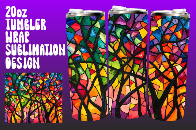 Stained Glass Tumbler Wrap 20oz PNG Sublimation afrosvg 