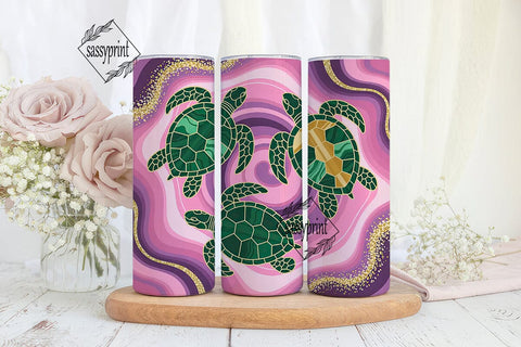 Stained Glass Turtle Tumbler Wrap Sublimation sassyprint 