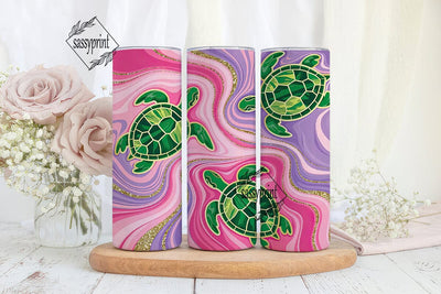 Stained Glass Turtle Tumbler Wrap Sublimation sassyprint 