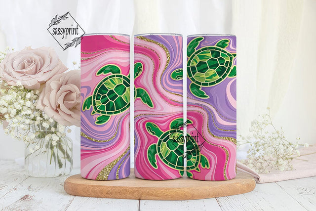Stained Glass Turtle Tumbler Wrap Sublimation sassyprint 