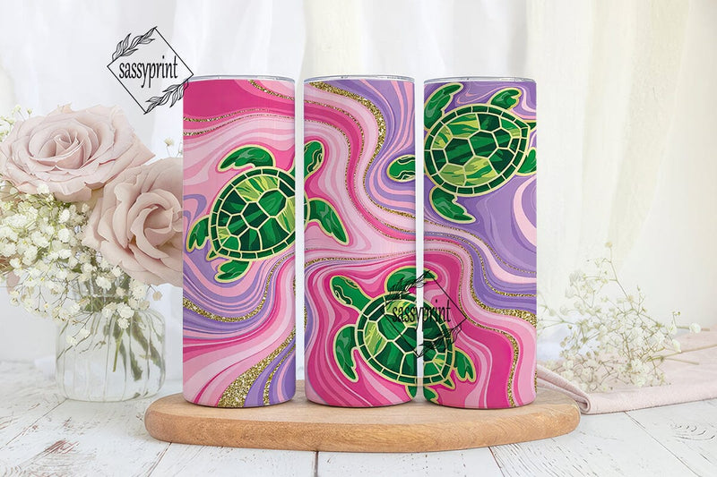 Stained Glass Turtle Tumbler Wrap Sublimation sassyprint 