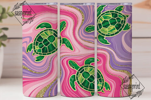 Stained Glass Turtle Tumbler Wrap Sublimation sassyprint 