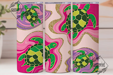 Stained Glass Turtle Tumbler Wrap Sublimation sassyprint 
