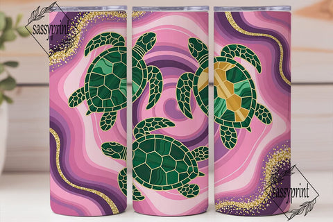 Stained Glass Turtle Tumbler Wrap Sublimation sassyprint 