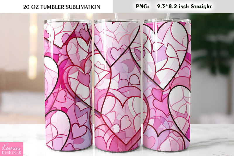 Stained Glass Valentines Day Tumbler Sublimation Sublimation Kseniia designer 