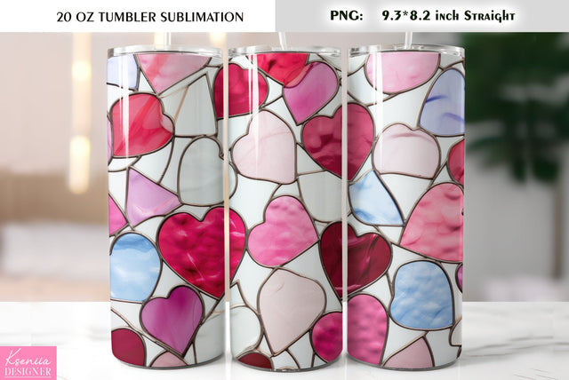 Stained Glass Valentines Day Tumbler Sublimation Sublimation Kseniia designer 
