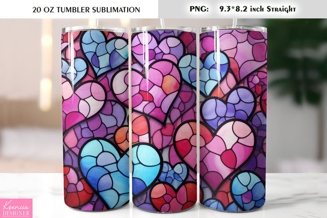 Stained Glass Valentines Day Tumbler Sublimation Sublimation Kseniia designer 