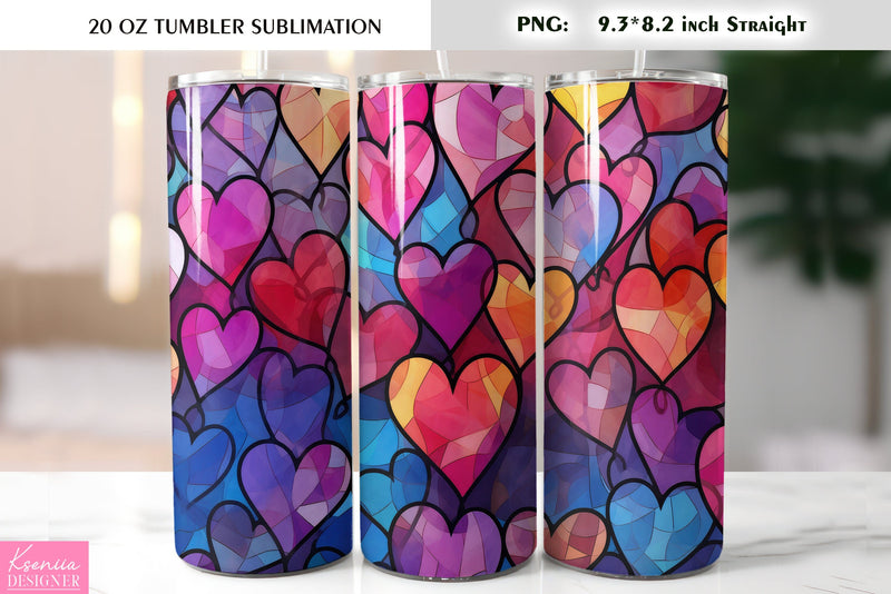 Stained Glass Valentines Day Tumbler Sublimation Sublimation Kseniia designer 