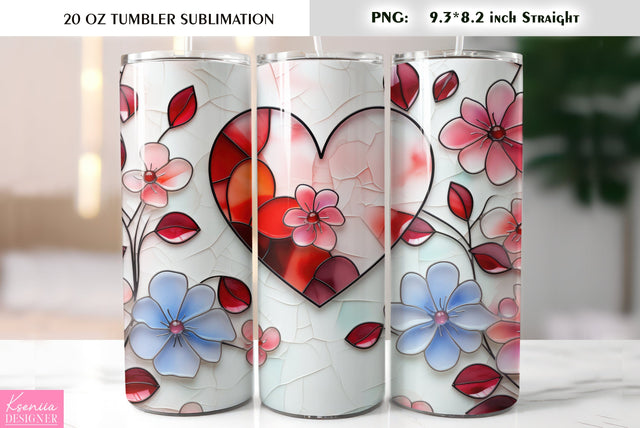 Stained Glass Valentines Day Tumbler Sublimation Sublimation Kseniia designer 