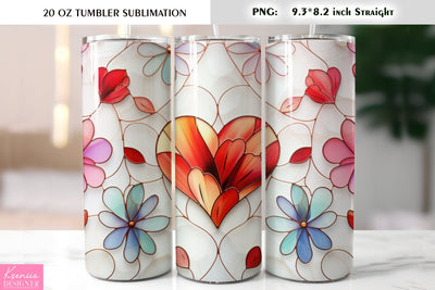 Stained Glass Valentines Day Tumbler Sublimation Sublimation Kseniia designer 