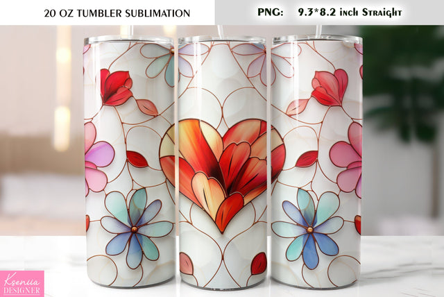 Stained Glass Valentines Day Tumbler Sublimation Sublimation Kseniia designer 