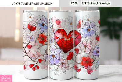 Stained Glass Valentines Day Tumbler Sublimation Sublimation Kseniia designer 
