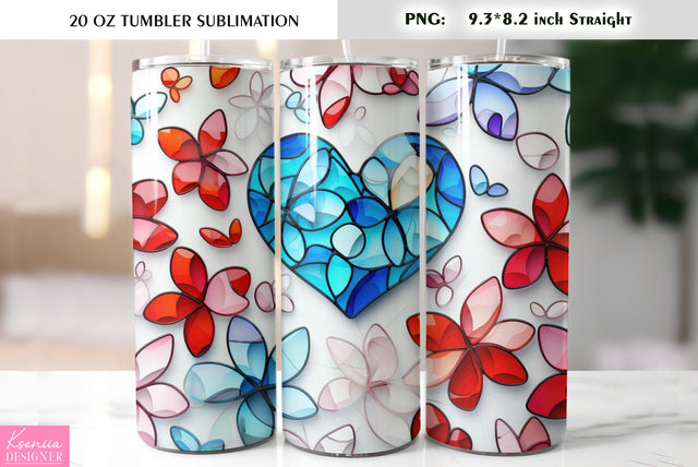 Stained Glass Valentines Day Tumbler Sublimation Sublimation Kseniia designer 