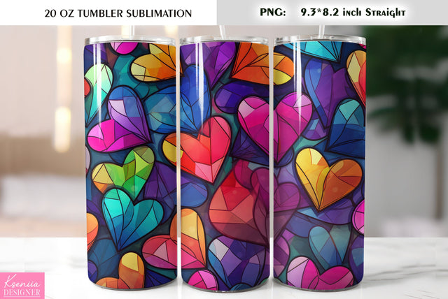 Stained Glass Valentines Day Tumbler Sublimation Sublimation Kseniia designer 