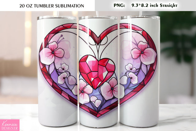 Stained Glass Valentines Day Tumbler Sublimation Sublimation Kseniia designer 