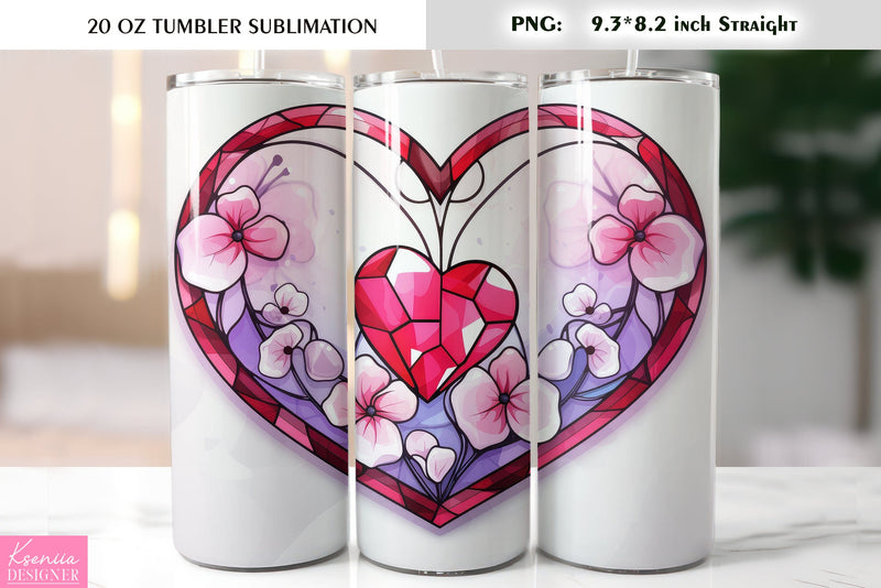 Stained Glass Valentines Day Tumbler Sublimation Sublimation Kseniia designer 