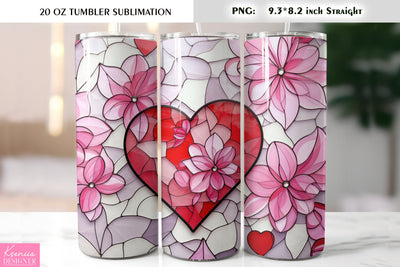 Stained Glass Valentines Day Tumbler Sublimation Sublimation Kseniia designer 