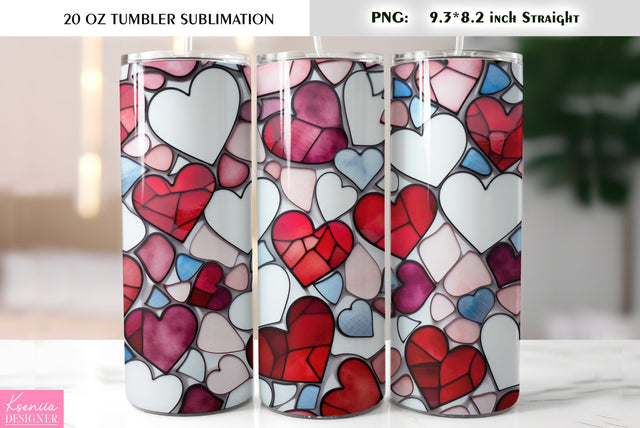 Stained Glass Valentines Day Tumbler Sublimation Sublimation Kseniia designer 