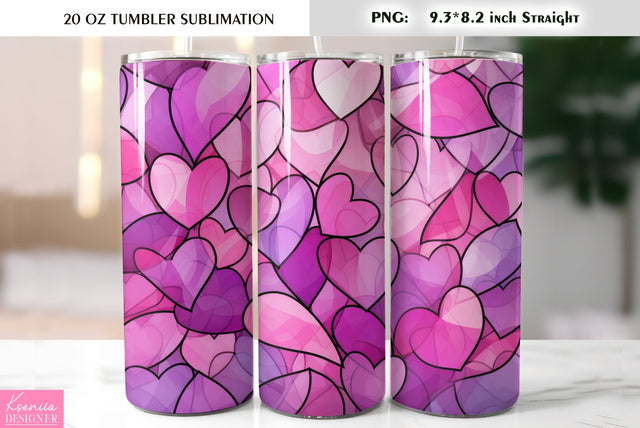 Stained Glass Valentines Day Tumbler Sublimation Sublimation Kseniia designer 