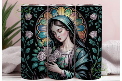 Stained Glass Virgin Mary 20oz Tumbler Sublimation PixelChick 