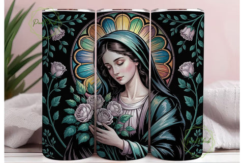 Stained Glass Virgin Mary 20oz Tumbler Sublimation PixelChick 
