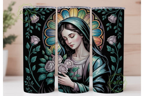 Stained Glass Virgin Mary 20oz Tumbler Sublimation PixelChick 