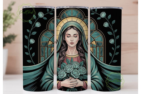 Stained Glass Virgin Mary 20oz Tumbler Sublimation PixelChick 