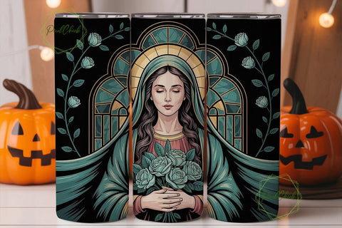 Stained Glass Virgin Mary 20oz Tumbler Sublimation PixelChick 