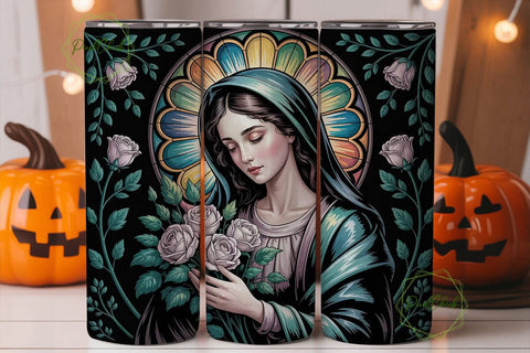 Stained Glass Virgin Mary 20oz Tumbler Sublimation PixelChick 
