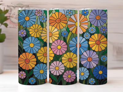 Stained Glass Wildflower Tumbler, Colorful Floral Tumbler, Stylish 20oz Wrap, Sublimation Design, Trendy Gift Idea, Faux Glass Wrap, Botanical Wildflower Tumbler Sublimation Lara' s Designs 