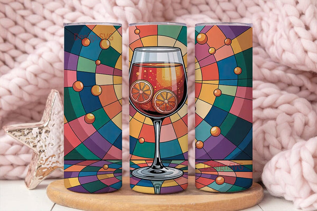 Stained Glass Wine 20oz Tumbler Wrap Sublimation DesignSVG 