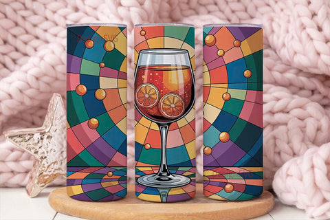 Stained Glass Wine 20oz Tumbler Wrap Sublimation DesignSVG 