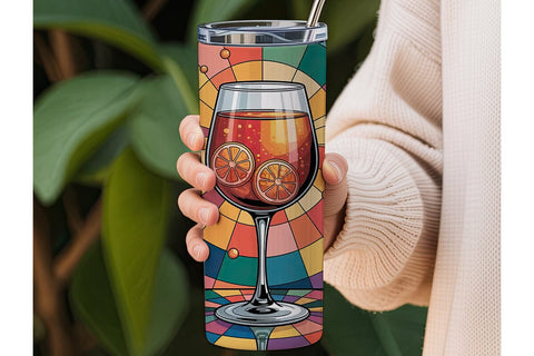 Stained Glass Wine 20oz Tumbler Wrap Sublimation DesignSVG 