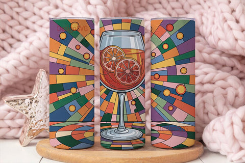 Stained Glass Wine 20oz Tumbler Wrap Sublimation DesignSVG 